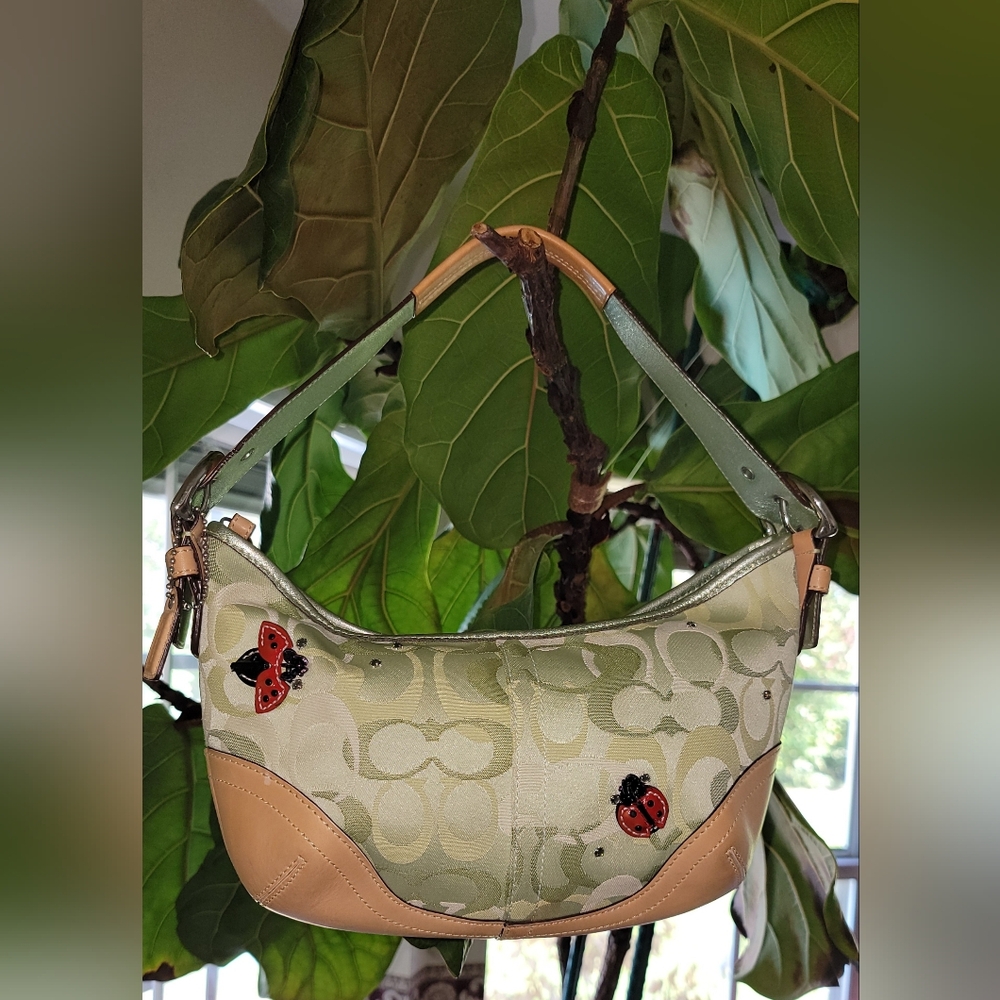 Coach Limited Edition Green Soho Hobo w/ Swarovski Crystals & Ladybug Appliqués